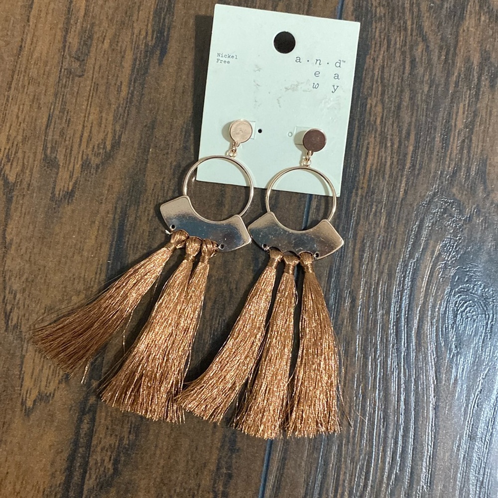 Copper fringe dangle earrings